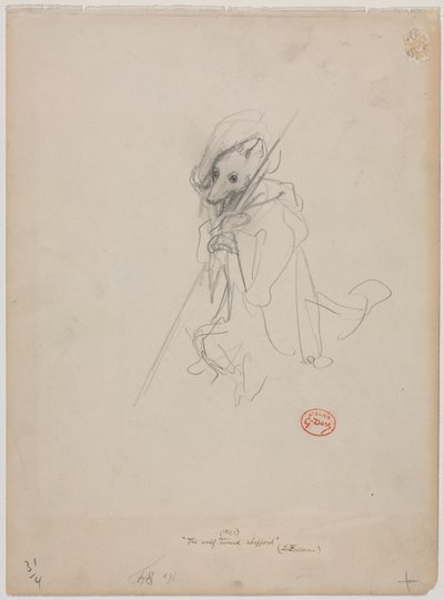 "Kurta Dönüşen Çoban" için eskiz (rekto) by Gustave Dore