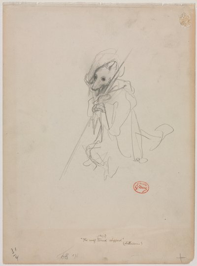 Kurt Dönen Çoban için Eskiz, c. 1868. by Gustave Dore