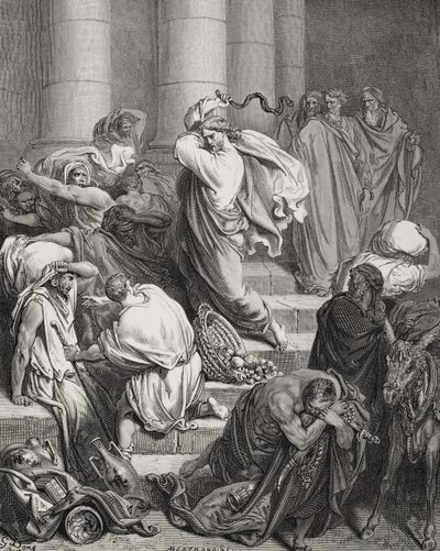 Tapınaktan Sürülmüş Alıcılar ve Satıcılar, Luka 19:45-46, Dore