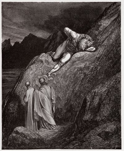 İlahi Komedya (La Divina Commedia, La Divine Comedie), Cehennem, Canto 12: Paramparça uçurumdaki Minotaur - Dante Alighieri (1265-1321) - Çizim Gustave Dore (1832-1883) by Gustave Dore