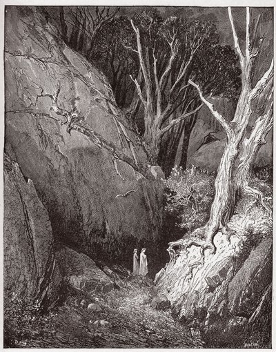 İlahi Komedya (La Divina Commedia, La Divine Comedie), Cehennem, Canto 1: Virgil ve Dante yolculuklarına başlıyor - Dante Alighieri (1265-1321) - Gustave Dore