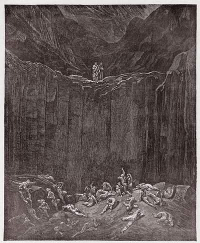İlahi Komedya (La Divina Commedia, La Divine Comedie), Cehennem, Canto 29: Vadide işkence gören kalpazanlar - Dante Alighieri (1265-1321) - Çizim Gustave Dore (1832-1883) by Gustave Dore