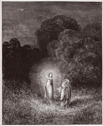 İlahi Komedya (La Divina Commedia, La Divine Comedie), Cehennem, Canto 2: Beatrice ve Virgil - Dante Alighieri (1265-1321) - Çizim Gustave Dore (1832-1883) by Gustave Dore