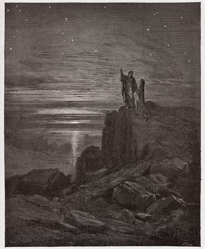 İlahi Komedya (La Divina Commedia, La Divine Comedie), Cehennem, Canto 34: Şairler cehennemden çıkar - Dante Alighieri (1265-1321) - Çizim Gustave Dore (1832-1883) by Gustave Dore
