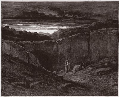 İlahi Komedya (La Divina Commedia, La Divine Comedie), Cehennem, Canto 3: Virgil ve Dante Cehennemin Kapılarında - Dante Alighieri (1265-1321) - Çizim Gustave Dore (1832-1883) by Gustave Dore