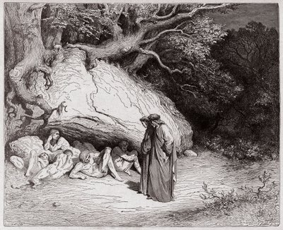 İlahi Komedya (La Divina Commedia, La Divine Comedie), Cehennem, Canto 4: Araftaki masum ruhlar - Dante Alighieri (1265-1321) - Çizim Gustave Dore (1832-1883) by Gustave Dore