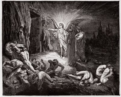 İlahi Komedya (La Divina Commedia, La Divine Comedie), Cehennem, Canto 9: Melek kapıları açar - Dante Alighieri (1265-1321) - Gustave Dore tarafından yapılan illüstrasyon (1832-1883) by Gustave Dore
