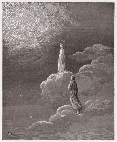İlahi Komedya (La Divina Commedia, La Divine Comedie), Paradiso, Canto 14: Dante ve Beatrice, Mars küresine çevrildi - Dante Alighieri (1265-1321) - Gustave Dore
