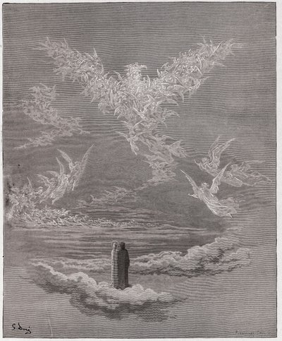 İlahi Komedya (La Divina Commedia, La Divine Comedie), Paradiso, Canto 19: Kutsanmış ruhlar gökyüzünde bir kartal oluşturur - Dante Alighieri (1265-1321) - Çizim Gustave Dore (1832-1883) by Gustave Dore