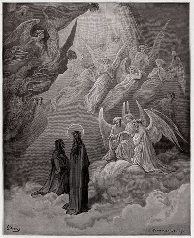 İlahi Komedya (La Divina Commedia, La Divine Comedie), Paradiso, Canto 20: Aydınlık ruhlar şarkı söylüyor - Dante Alighieri (1265-1321) - Gustave Dore