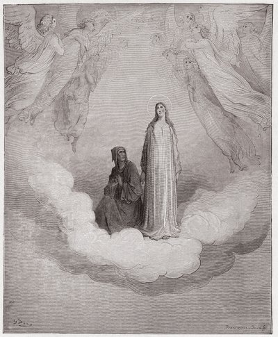 İlahi Komedya (La Divina Commedia, La Divine Comedie), Paradiso, Canto 21: Yedinci dairede kutsanmış Beatrice - Dante Alighieri (1265-1321) - Çizim Gustave Dore (1832-1883) by Gustave Dore