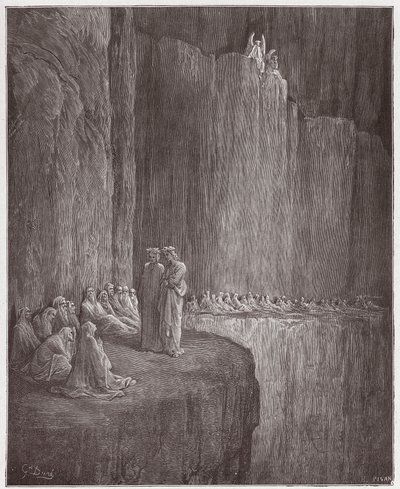 İlahi Komedya (La Divina Commedia, La Divine Comedie), Purgatorio, Canto 13: Sapia suçlu hayatını temizler - Dante Alighieri (1265-1321) - Gustave Dore