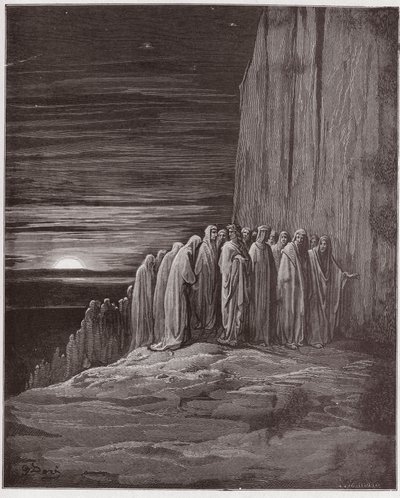İlahi Komedya (La Divina Commedia, La Divine Comedie), Purgatorio, Canto 18: Tembellerin çokluğu - Dante Alighieri (1265-1321) - Çizim Gustave Dore (1832-1883) by Gustave Dore