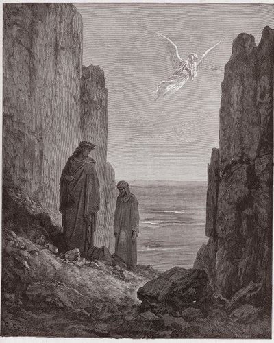 İlahi Komedya (La Divina Commedia, La Divine Comedie), Araf, Canto 19: Şairler beşinci daireye yükselir - Dante Alighieri (1265-1321) - Gustave Dore