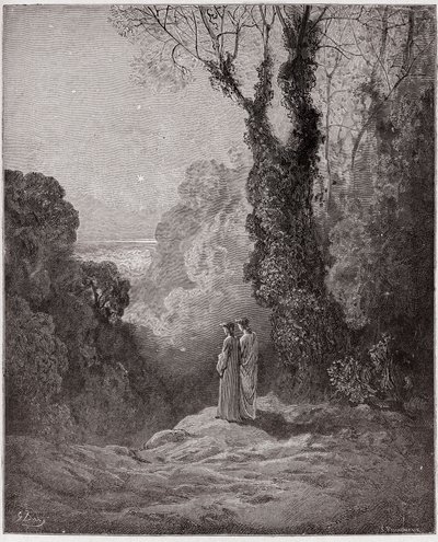 İlahi Komedya (La Divina Commedia, La Divine Comedie), Araf, Canto 1: Şairler sabah gökyüzünde Venüs