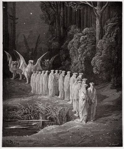 İlahi Komedya (La Divina Commedia, La Divine Comedie), Purgatorio, Canto 29: Kıyamet alayındaki 24 yaşlı - Dante Alighieri (1265-1321) - Çizim Gustave Dore (1832-1883) by Gustave Dore