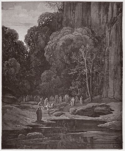İlahi Komedya (La Divina Commedia, La Divine Comedie), Purgatorio, Canto 5: Geç tövbe edenler Miserere şarkısını söylüyor - Dante Alighieri (1265-1321) - Çizim Gustave Dore (1832-1883) by Gustave Dore