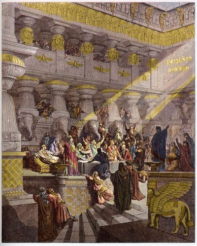 Balthazar Bayramı - Belşazar Bayramı - Belşazar Bayramı - Gustave Dore (1832-1883) tarafından “İncil illustree”deki gravür - “” Dore İncili”nden gravür by Gustave Dore