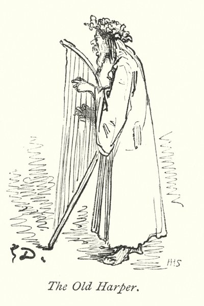 The Old Harper (gravür) by Gustave Dore