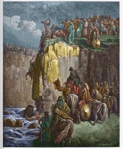 Baal Peygamberlerinin Katliamı - İlyas Peygamber, Baal rahiplerini perir yapar - Gustave Dore (1832-1883) tarafından “İncil illustree”deki gravür - ““ Dore İncil” den gravür by Gustave Dore