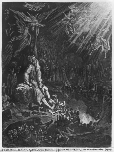 Gezici Yahudi ve Son Yargı, Felix Jean Gauchard (1825-72) tarafından kazınmış by Gustave Dore
