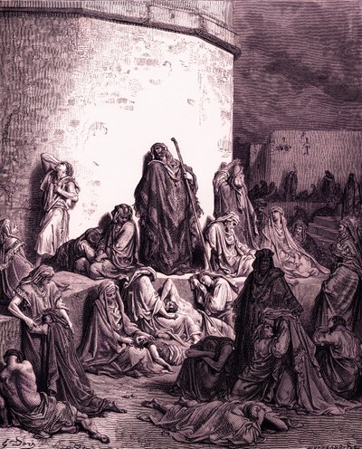 İnsanlar Kudüs için yas tutuyor, yazan Doré - İncil by Gustave Dore