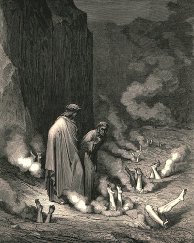 Orada durdu, c1890, c1890 için bir zavallıyı mahveden keşişi severim. by Gustave Dore