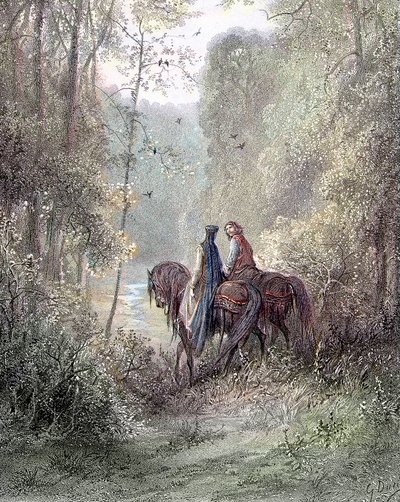 Bir çiçek cenneti gibi görünen koruların altında kayboldular (Guenièvre ve Lancelot) - Alfred Tennyson