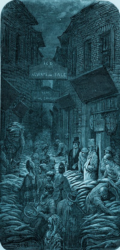 Gustave Doré tarafından yapılan Victoria Balık Pazarı gravürü by Gustave Dore