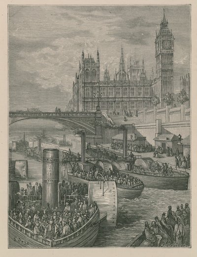 Westminster Merdivenleri - Vapurlar Ayrılıyor by Gustave Dore