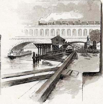 Le viyadük du point du Jour, Boulogne-Billancourt (Point du jour bölgesinin viyadük köprüsünün görünümü, Boulogne Billancourt) Çizim, Gustave Fraipont (1849-1923), Saint-Juirs'tan by Gustave Fraipont