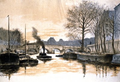 Paris, Seine Nehri ve Pont Neuf by Gustave Fraipont