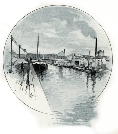 Saint-Juirs'tan Gustave Fraipont'un (1849-1923) Paris'teki canal de l'Ourcq üzerindeki quai de l'Oise manzarası by Gustave Fraipont