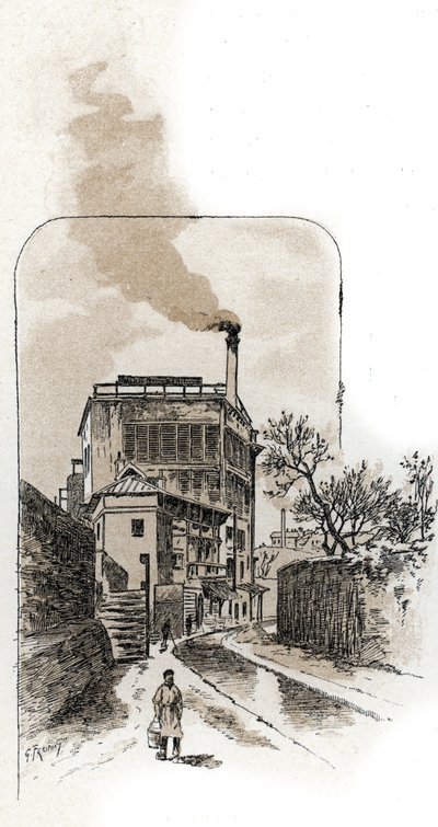 Saint-Juirs'tan Gustave Fraipont'un (1849-1923) Paris'teki Bievre nehrinin görünümü Çizimi by Gustave Fraipont