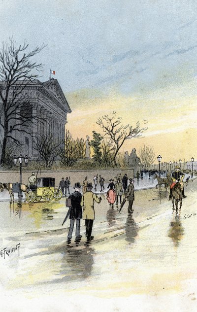 Fransız ulusal meclisinin oturduğu Palais Bourbon'un görünümü, Saint-Juirs'tan Gustave Fraipont'un (1849-1923) Paris Çizimi by Gustave Fraipont
