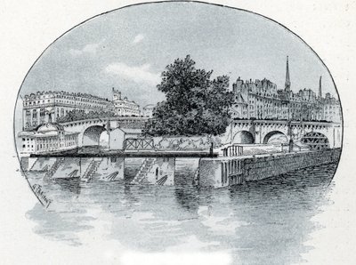 Paris'teki Hotel des Monnaie'nin önünde Monnaie'nin kilidinin görünümü Gustave Fraipont'un (1849-1923) çizimi, Saint-Juirs'in “La seine a travers Paris”inden alınmıştır. by Gustave Fraipont