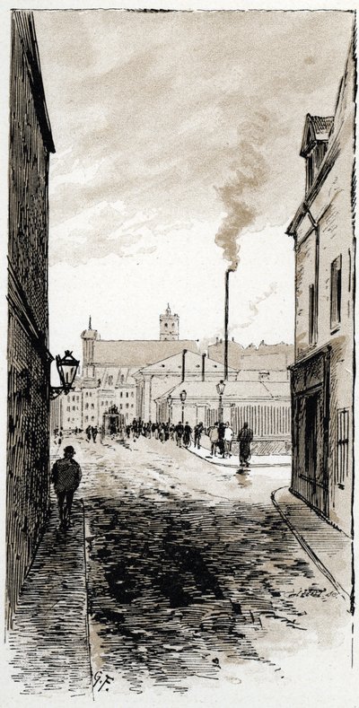 Saint-Juirs'tan Gustave Fraipont'un (1849-1923) ile de la cite üzerinde Paris morgunun görünümü, Paris Çizimi by Gustave Fraipont