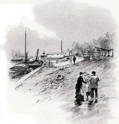 Seine nehri kıyılarının ve Saint-Bernard rıhtımının görünümü, Paris Gustave Fraipont'un çizimi (1849-1923), Saint-Juirs'in “La seine a travers Paris”inden alıntılar by Gustave Fraipont