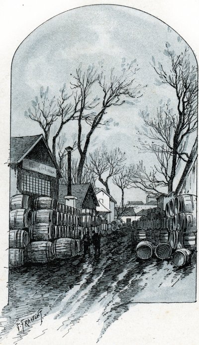 Rue de Sauternes, Bercy, Paris'teki deponun görünümü (rue de Sauternes, Bercy, Paris'teki deponun görünümü) Gustave Fraipont'un (1849-1923) çizimi, Saint-Juirs'in "La seine a travers Paris"inden alınmıştır. by Gustave Fraipont
