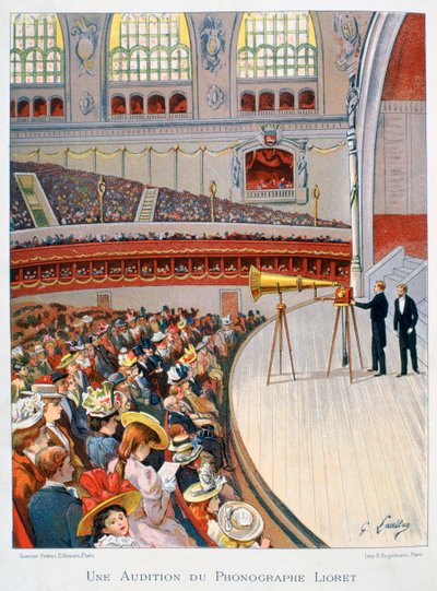 Fonograf veya gramofon ekranı, 19. yüzyıl by Gustave Francois Lasellaz