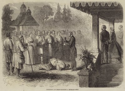 Bir Rus Serfi Özgürleştirme Töreni by Gustave Janet