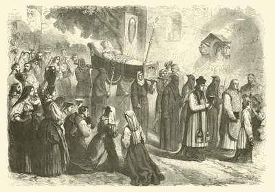 Genç bir kızın cenaze töreni, Sparanise, İtalya (gravür) by Gustave Janet