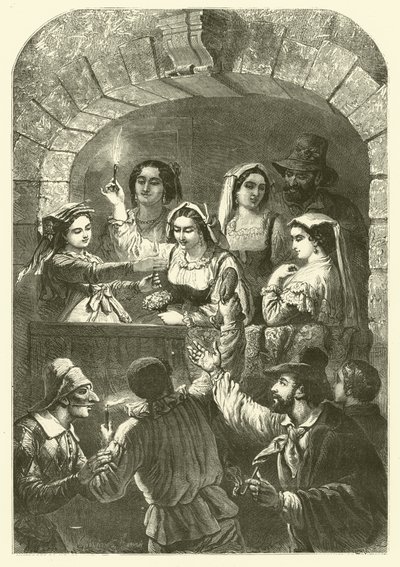 Mokoli, karnavalda kullanılan mumlar, Roma (gravür) by Gustave Janet