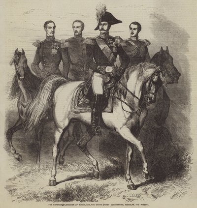 Rusya İmparatoru İskender ve Büyük Dükler Konstantin, Nicholas ve Michael by Gustave Janet