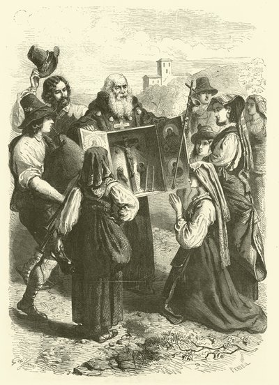 Kalıntıların sergilenmesi, İtalya (gravür) by Gustave Janet
