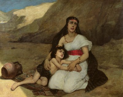 Arap kadın ve çocuğu, 1877 by Gustave Krabansky