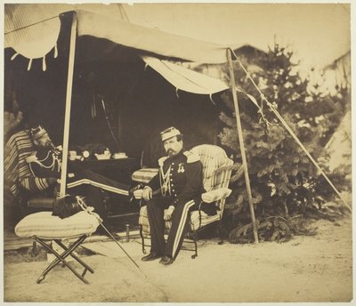 Bir Çadırda Oturan Subaylar, Camp de Châlons by Gustave Le Gray