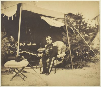 Çadırda Oturan Subaylar, Camp de Châlons, 1857. by Gustave Le Gray