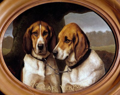 Köpek Doları ve Av Köpeklerinin Vermut Portreleri. Gustave Mohler (1836-1920) 1866 Gien, Avcılık Müzesi tarafından tablo. by Gustave Mohler