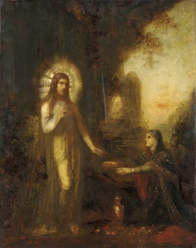 Mesih ve Mecdelli Meryem (Noli Me Tangere) c.1889 (panelde yağlı boya) by Gustave Moreau